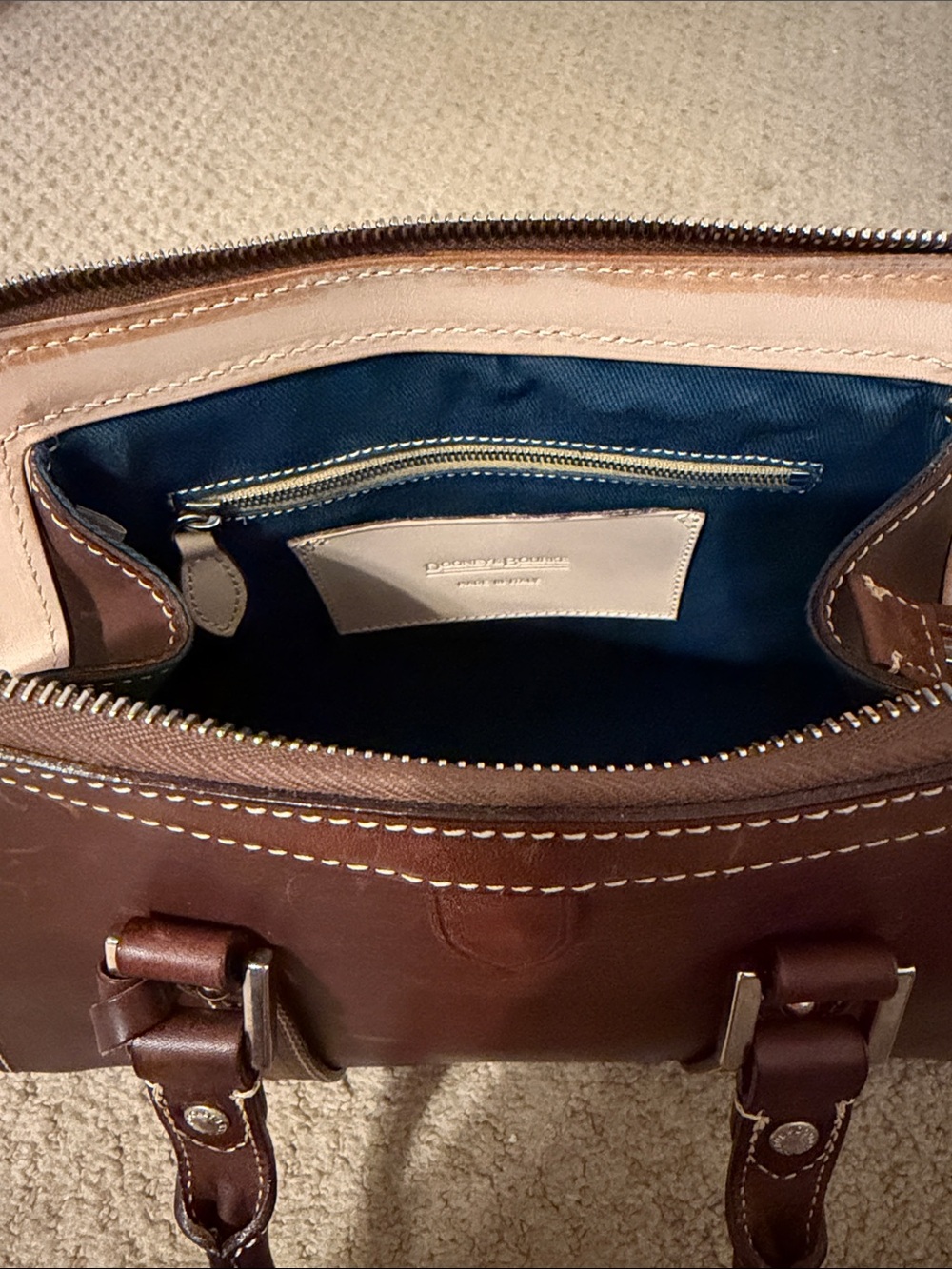 Dooney & Bourke Chocolate Brown Leather Satchel - Picture 3 of 11